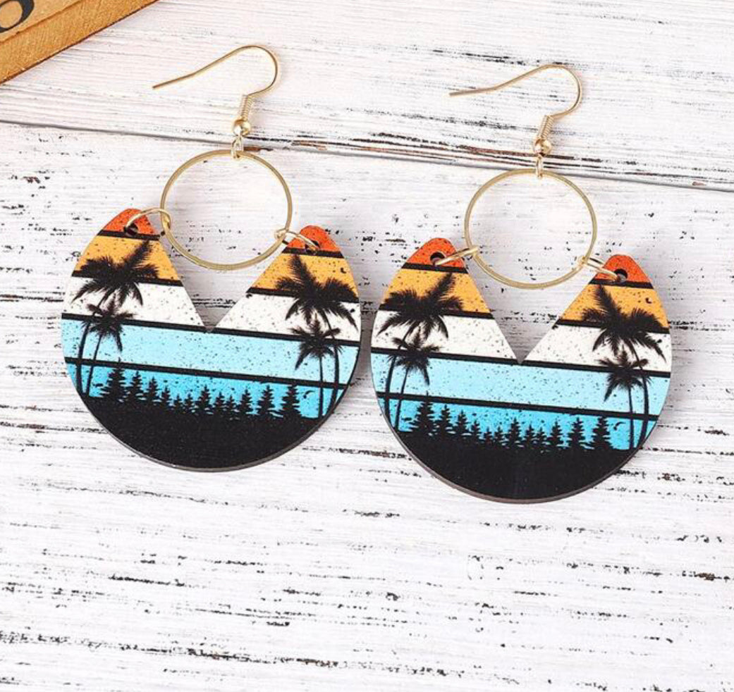 Boho Tree Print Wooden Earrings