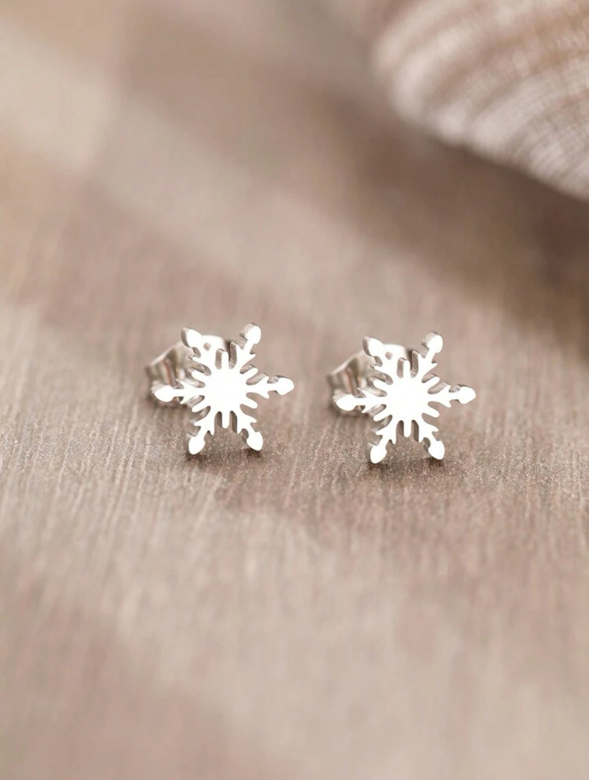 Beautiful Silver Snowflake Studs