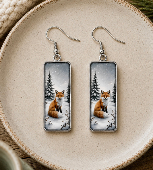 Snowy Woodland Fox Earrings