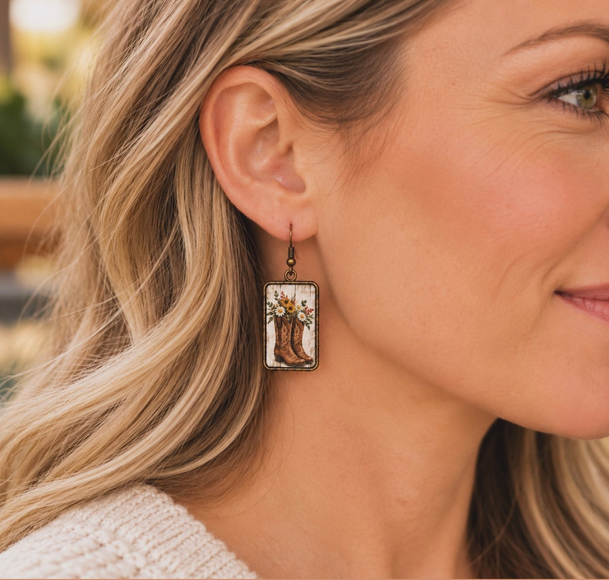 Western Wildflower Boots Earrings