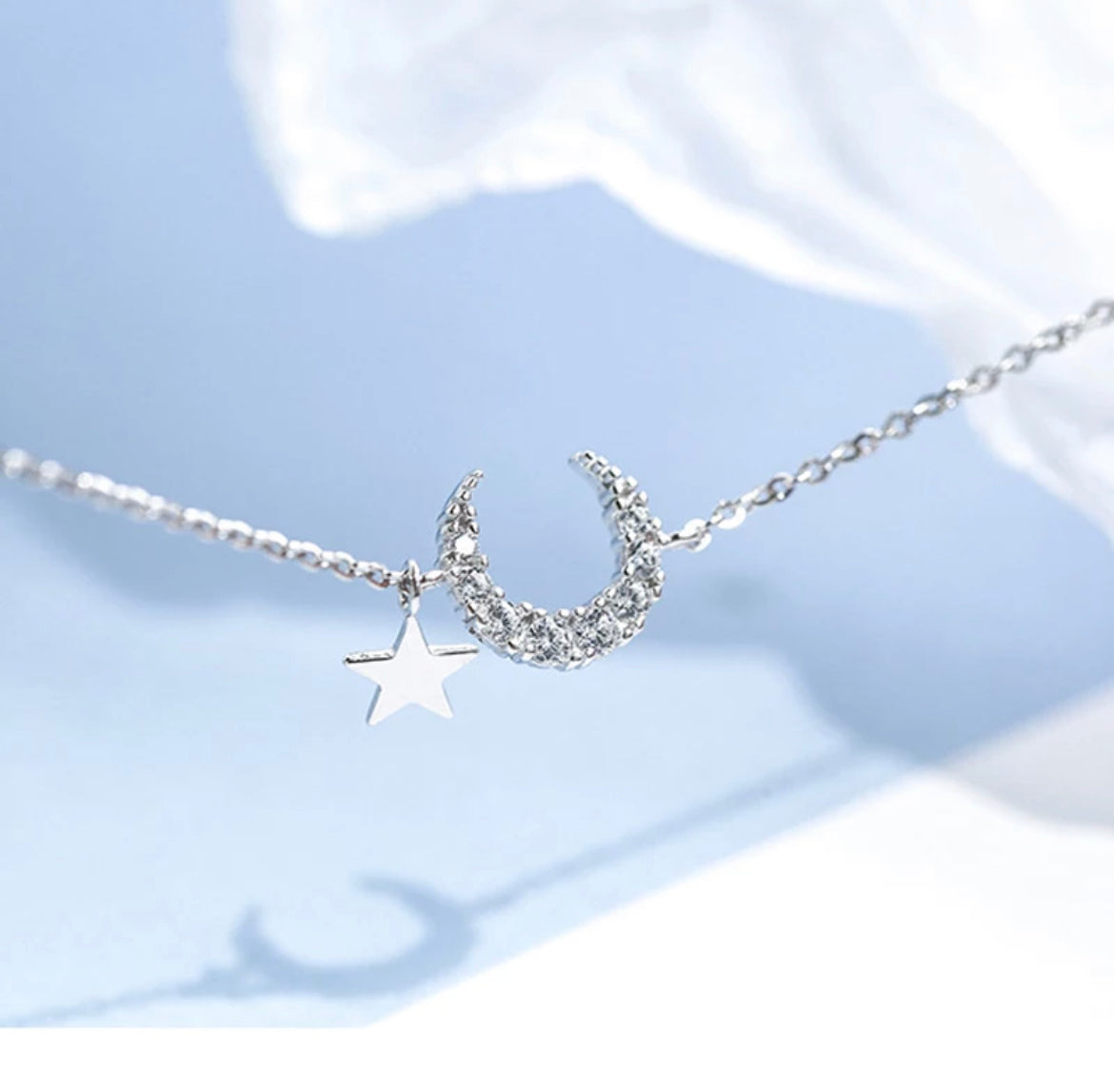 Beautiful Moon and Star Pendant Bracelet