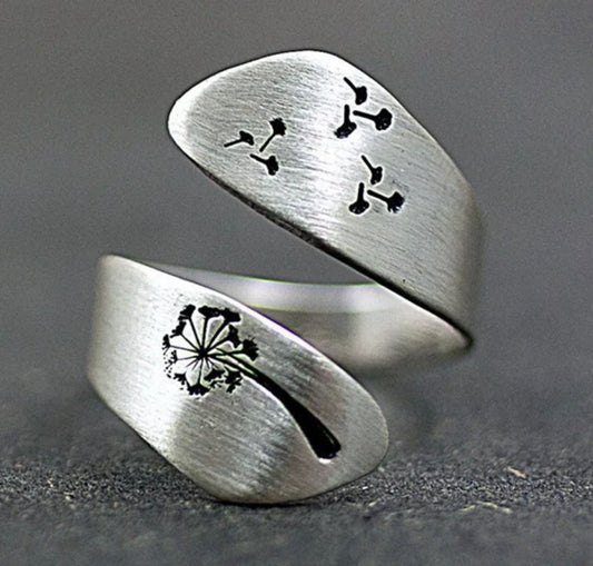 Beautiful Wild Dandelion Adjustable Ring