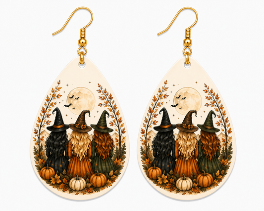 Three Witches Wooden Earrings