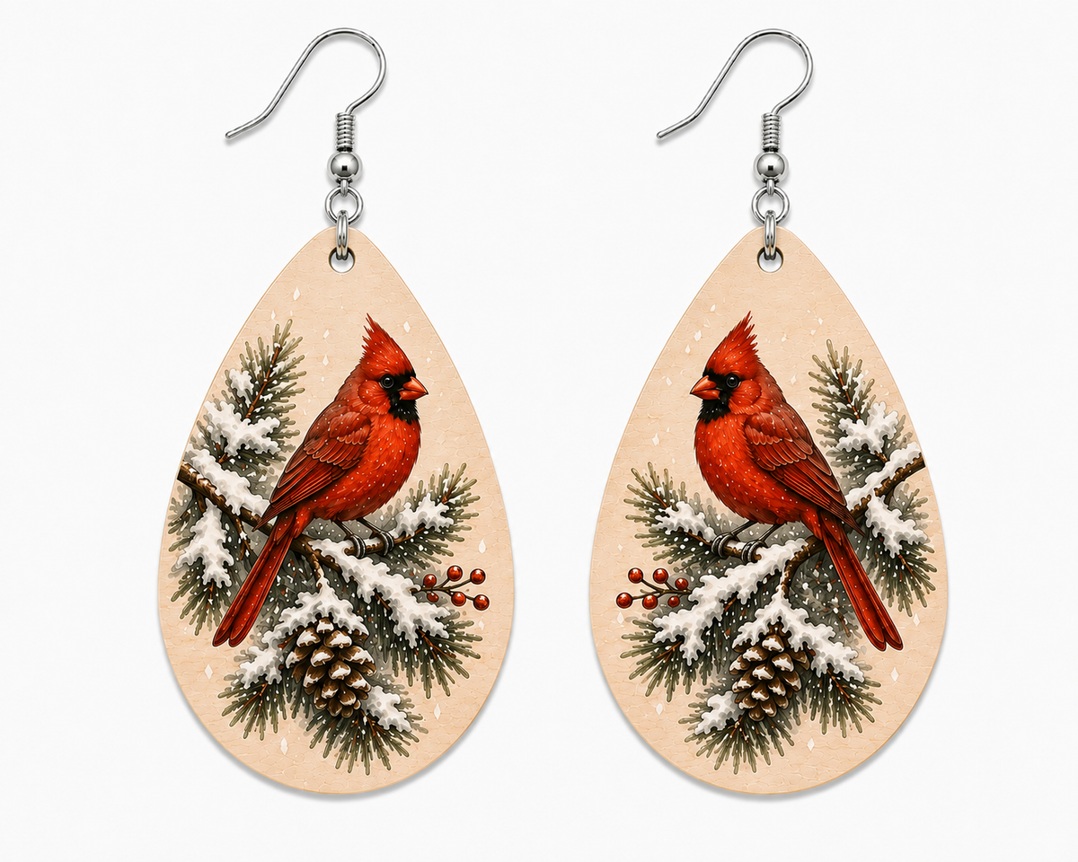 Winter Cardinal Earrings