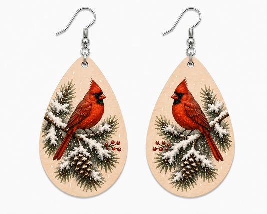 Winter Cardinal Earrings