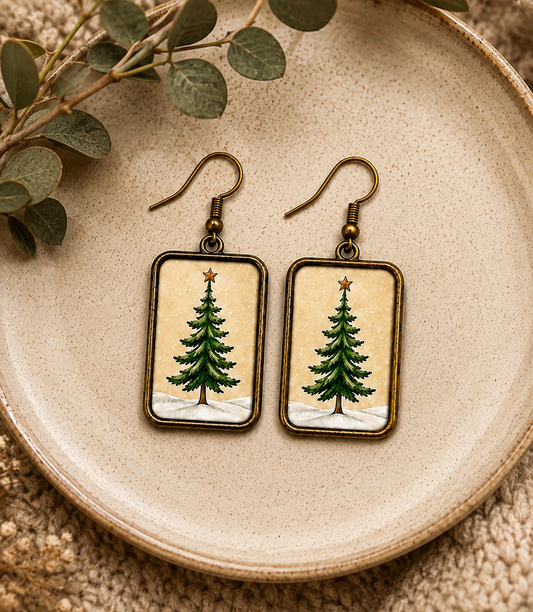 Snowy Christmas Tree Earrings