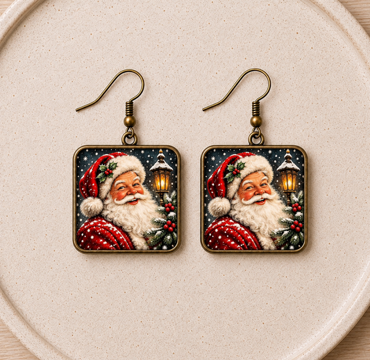 Vintage Santa Christmas Earrings