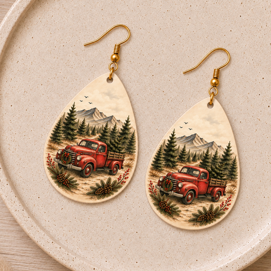 Vintage Christmas Truck Earrings