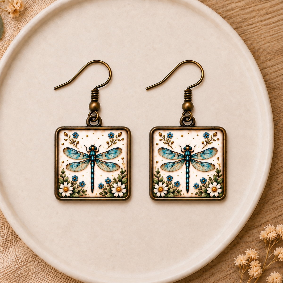 Vintage Dragonfly Garden Earrings