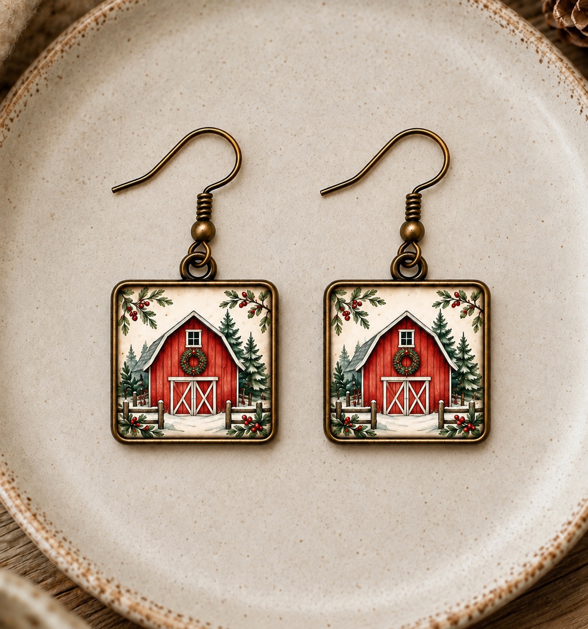 Christmas Barn Earrings
