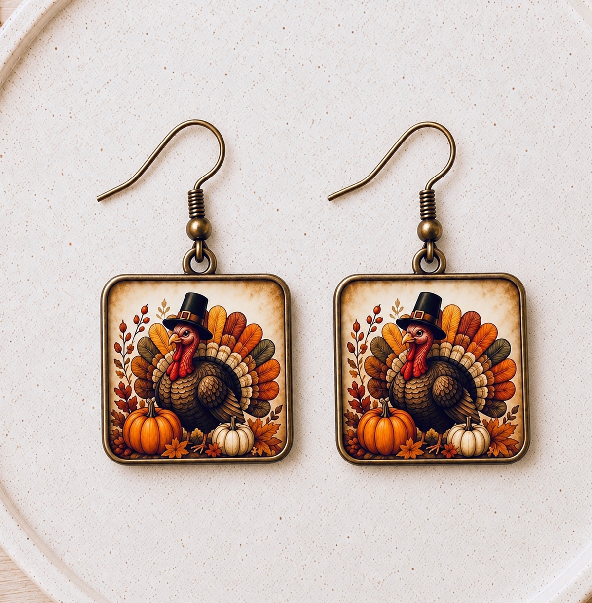 Pilgrim Turkey Square Earrings