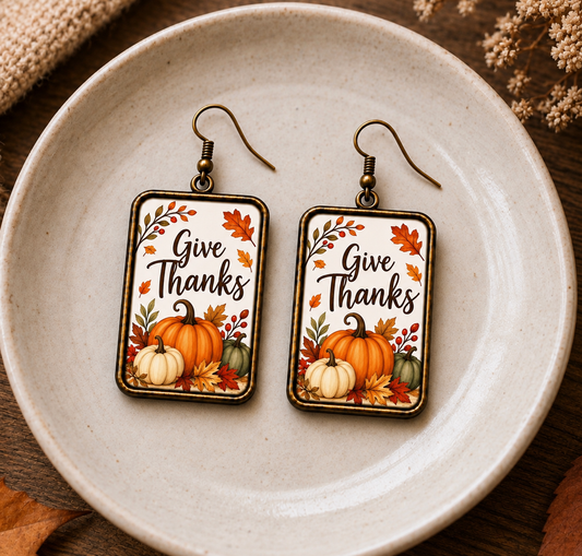 Give Thanks Pumpkin Earrings