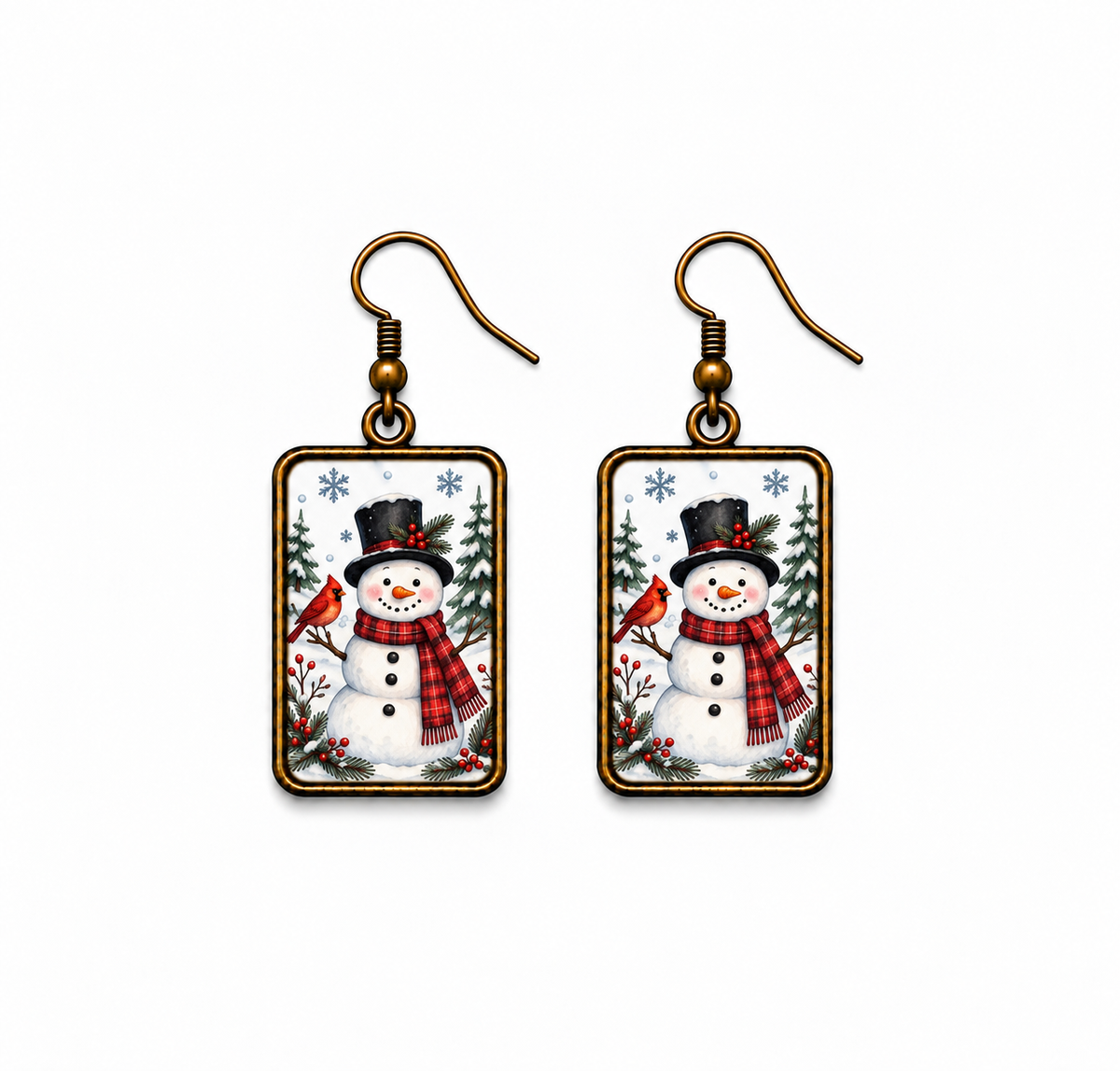 Cozy Snowman & Cardinal Earrings