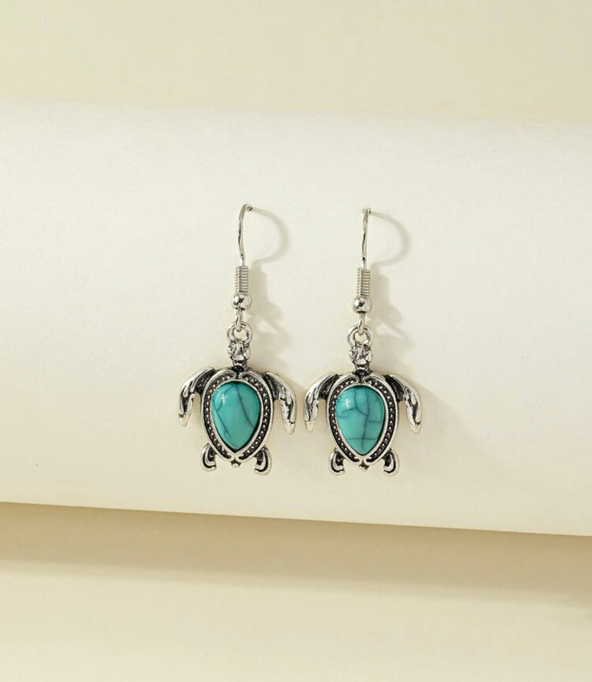 Beautiful Silver and Turquoise Turtle Earrings