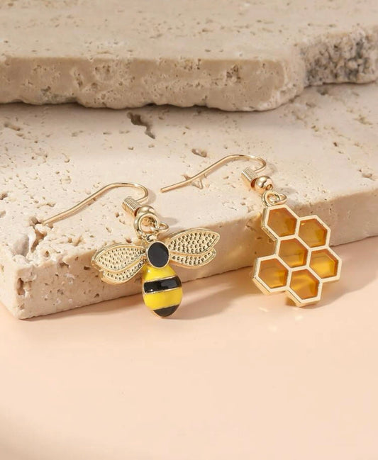 Beautiful Bee and Honeycomb Earrings