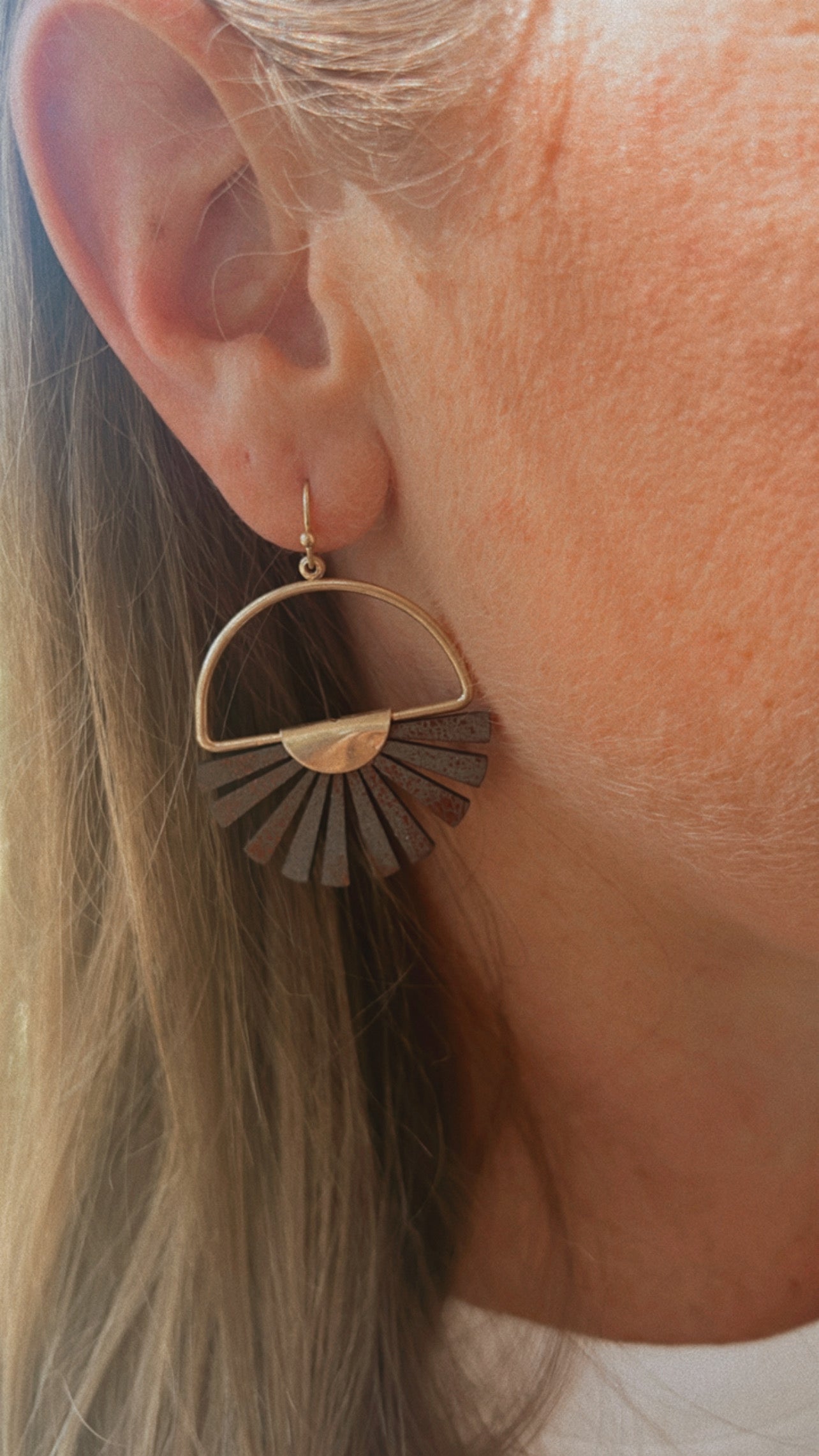 Leather Sector Drop Earrings