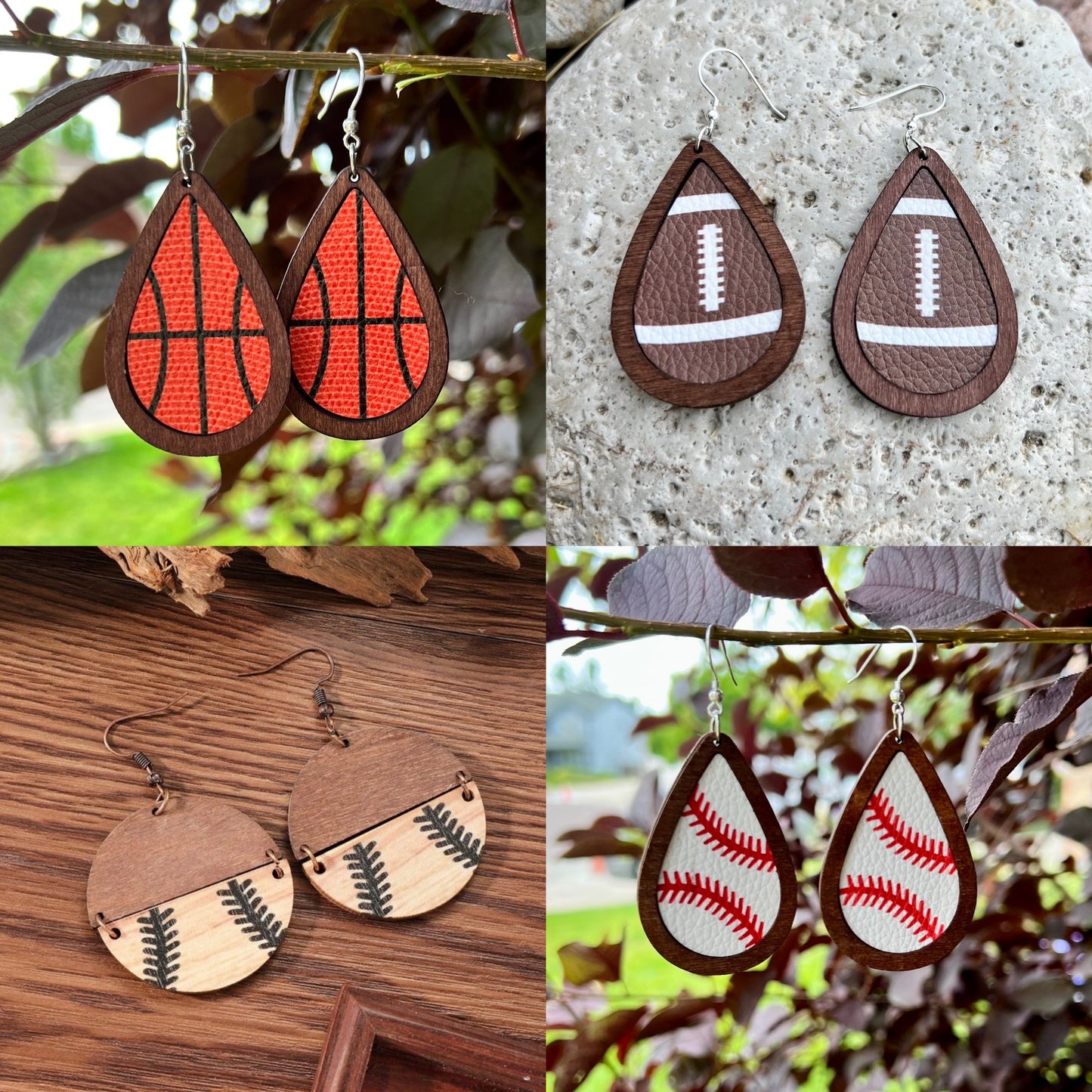 Beautiful Wooden Sports Drop Earrings