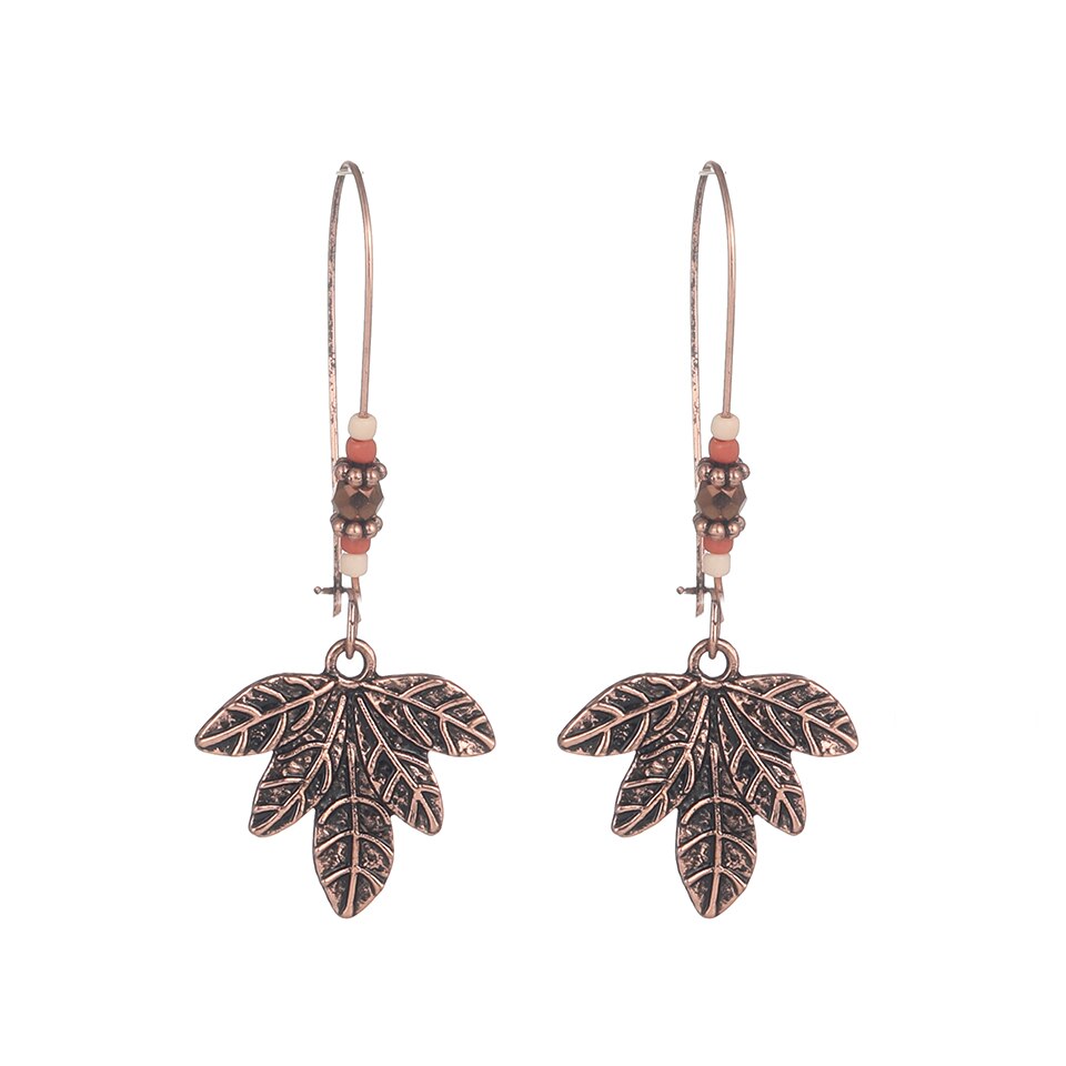 Ethnic Boho Vintage Leaf Pendant Suspension Drop Earrings