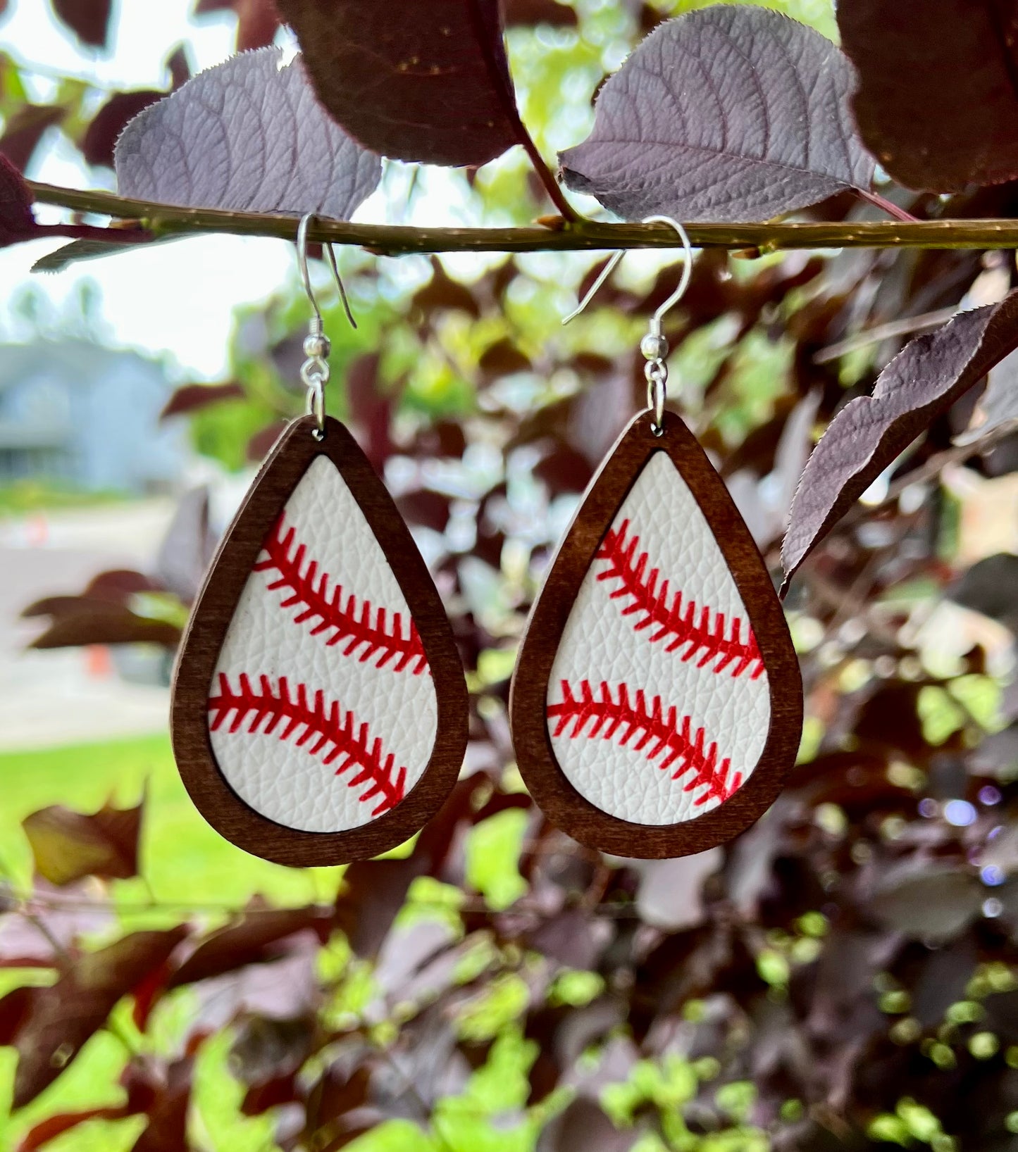 Beautiful Wooden Sports Drop Earrings