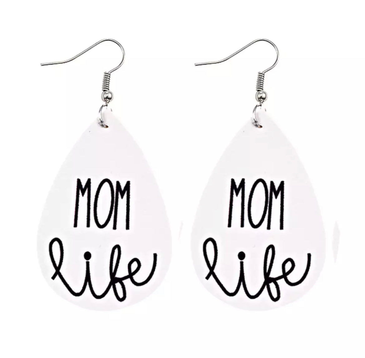 Mom Life Leather Drop Earrings