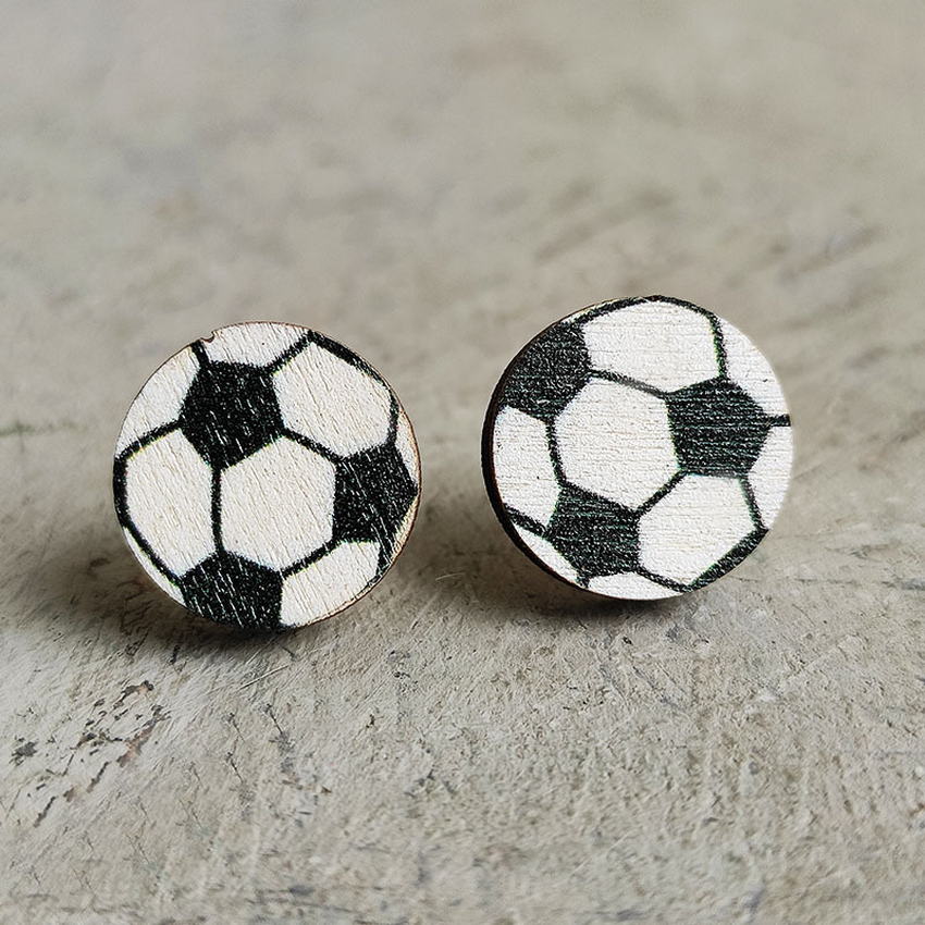 Favorite Sports Wooden Stud Earrings