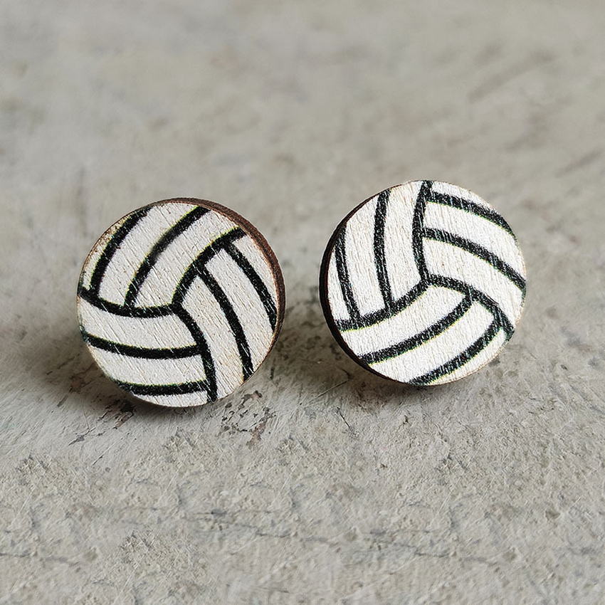 Favorite Sports Wooden Stud Earrings