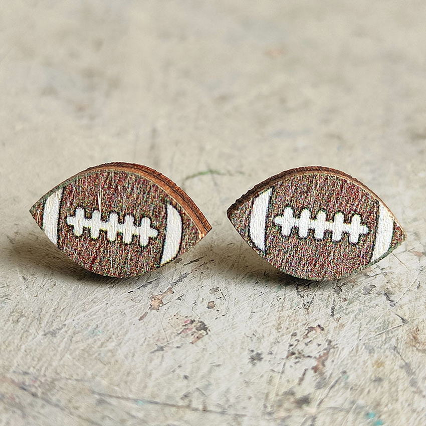 Favorite Sports Wooden Stud Earrings